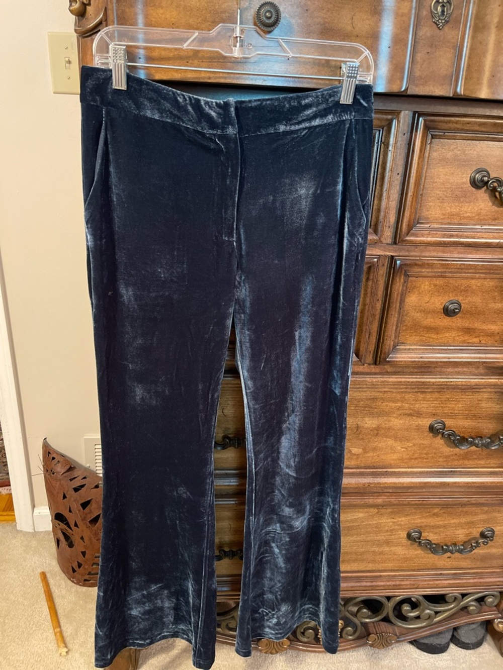 Mystree Velvet Boot Cut Pants in Deep Navy